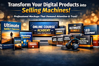 design book cover digital product mockup ecover bundle and online course bundle