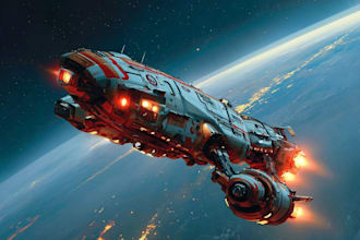create a spaceship, sci fi illustration and sci fi art