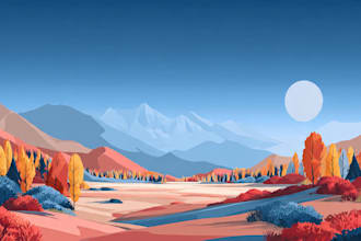 draw a flat vector landscape illustration