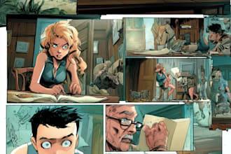 design a creative comic strip with detailed panels