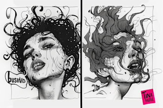 make doodle art, inked sketch, portraits and more