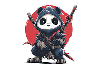 do wonderful new style panda ninja mascot logo design