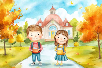 children story book illustration, children story