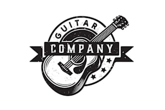 make vintage guitar logo design with unlimited review