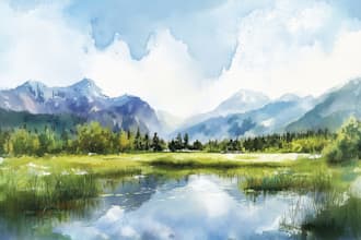 illustrate a watercolor landscape illustration