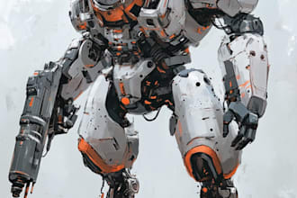 illustrate high quality futuristic mecha designs