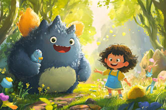 illustrate a childrens book series with magical art