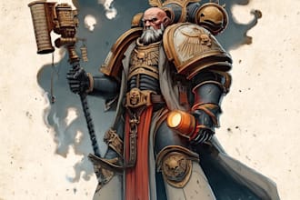 create cinematic warhammer 40k character illustrations