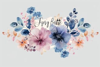design watercolor logo feminine boho custom styles