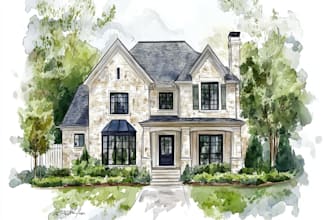 do handmade watercolor painting of house,
