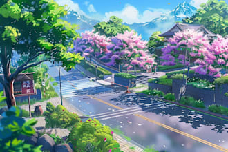 draw anime background style, visual novel bg, 2d art