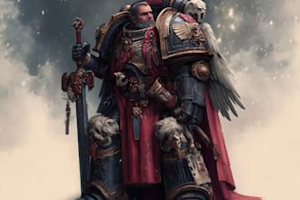 illustrate epic warhammer 40k characters and heroes