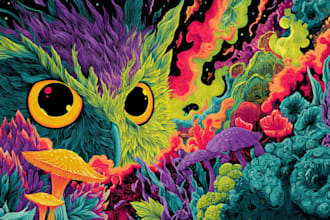 draw stoner rock, heavy metal, psychedelic art