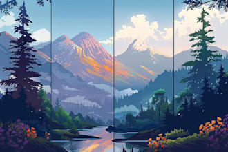 create flat landscape illustration of nature and background vector art
