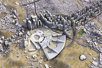 sketchup terrain model from dwg, 3d city topography terrain, mountain terrain