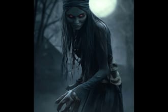 draw detailed dark horror, and heavy metal art illustration