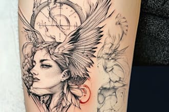 design geometric and mandala tattoo artwork