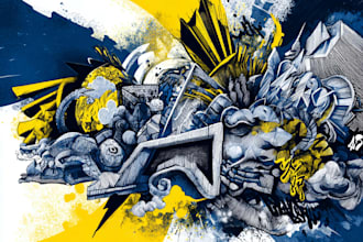 create graffiti style digital illustration for you