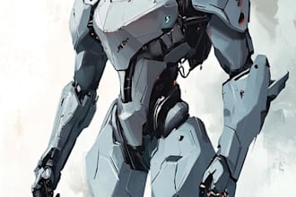 do anime style mecha robot illustrations