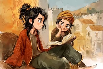 draw realistic book illustrations for young adult or middle