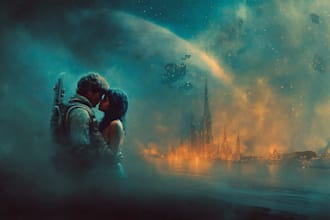 create a stunning cinematic sci fi book cover illustration