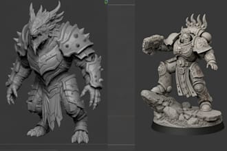 sculpt 3d miniature, warhammer 3d figurine tabletop dnd 3d model for 3d printing