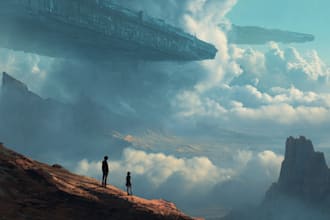 design an epic sci fi book cover that captures