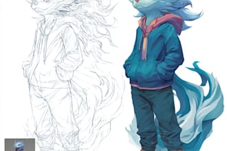 create a professional furry character illustration