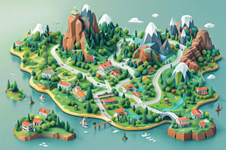 draw vector map or isometric map in illustrator