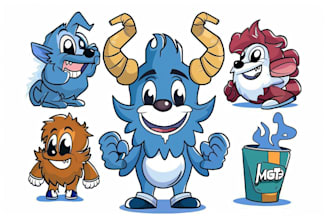 draw cartoon mascot and logo