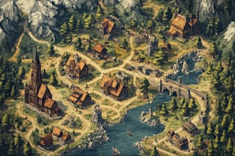 fantasy map illustration for map