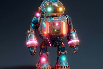 design a unique futuristic robot character for games