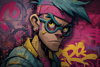 paint real graffiti art on the street wall