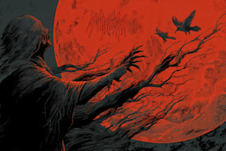 create detailed dark art illustrations for bands and merch