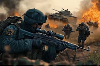 create realistic military, war, or sci fi illustrations