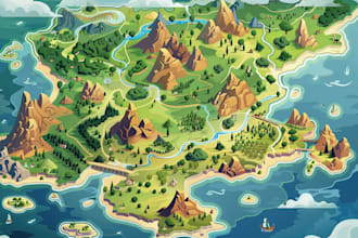 create 2d map illustration map design vector map