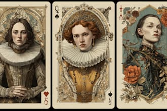 draw tarot playing cards, digital art or any illustration