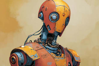 design a cute and fun robot character illustration