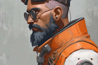 create a unique robot character illustration