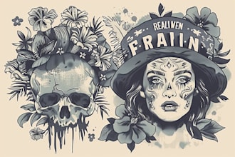 draw vintage retro t shirt clothing illustration design
