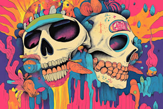 draw trippy psychedelic lowbrow design