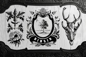 create vintage engraving logo with hand drawn style