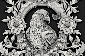 draw glorious art with bw engraving style, ideal for tattoo
