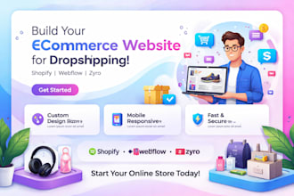 design shopify webflow tilda zyro ecommerce website for dropshipping business