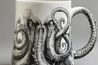draw coffee mug design, custom mug design