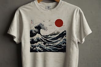 illustrate a japanese style t shirts artwork