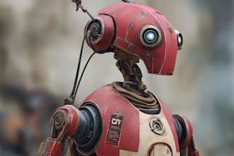 design futuristic sci fi robot character illustration