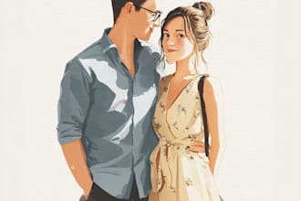 do watercolor couple portrait custom couple