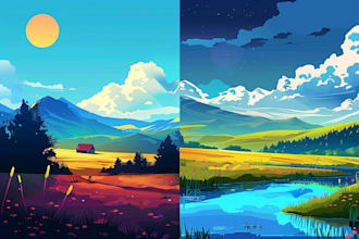 illustrate fantastic flat vector landscape illustration