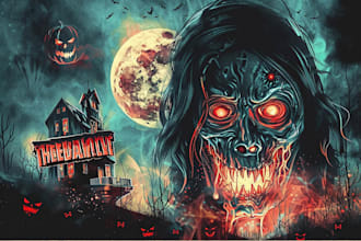 design vintage halloween horror movie poster